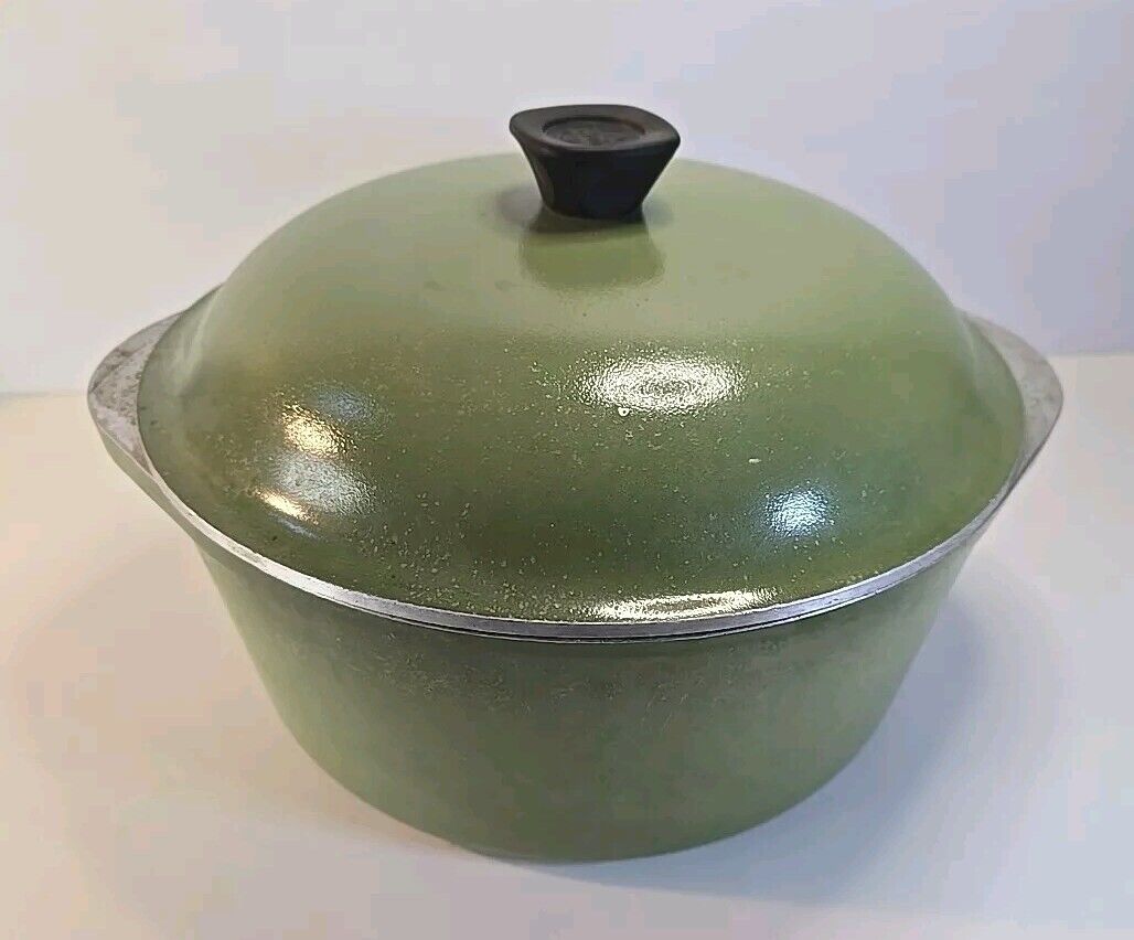 Vintage Club Cast Aluminum Green 5 Quart Dutch Oven Stock Pot Pan w/Lid