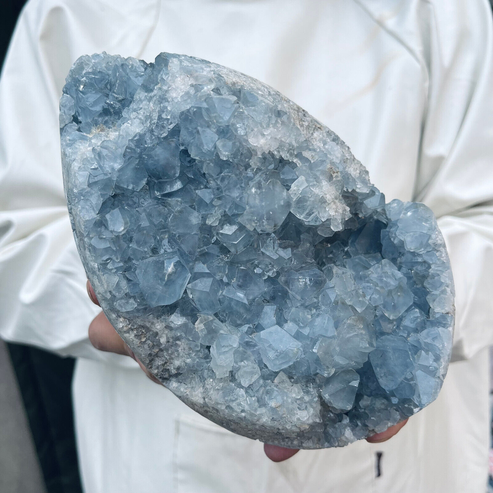 8.3lb Large Natural Blue Celestite Crystal Geode Quartz Cluster Mineral Specime