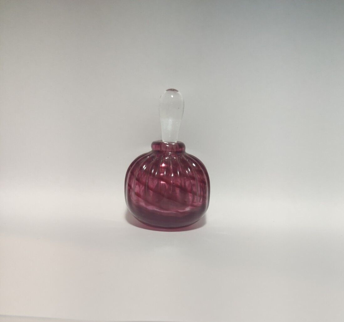 Vintage Cranberry Art Glass Perfume Bottle w/ Stopper