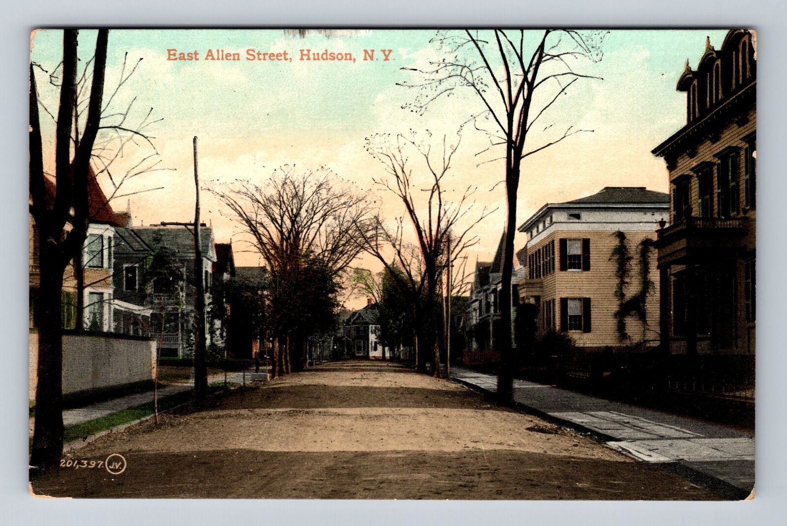 Hudson NY-New York, East Allen Street Residences, Vintage c1908 Postcard