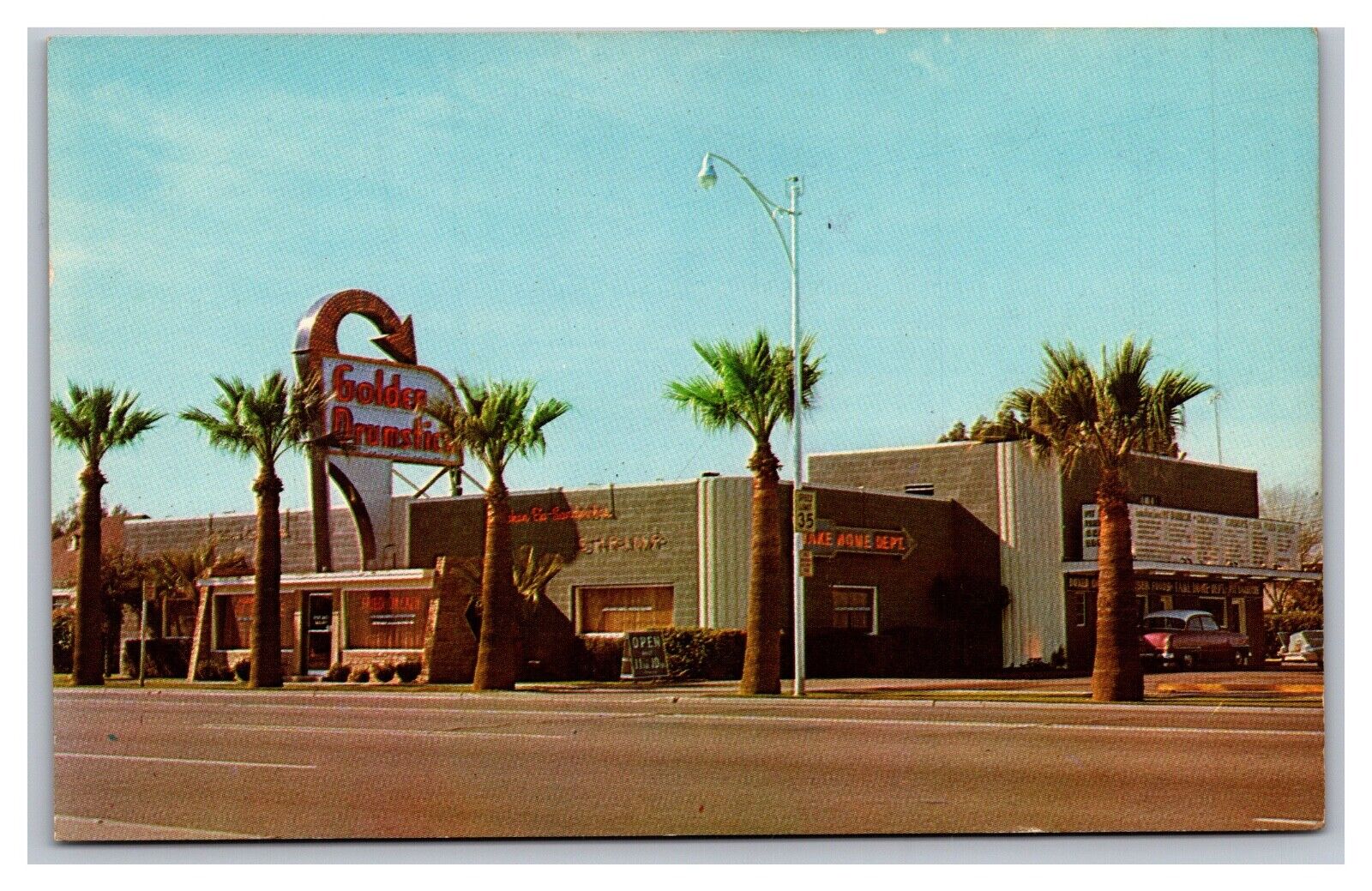 Phoenix AZ Arizona Golden Drumstick Restaurant Street View Chrome Postcard