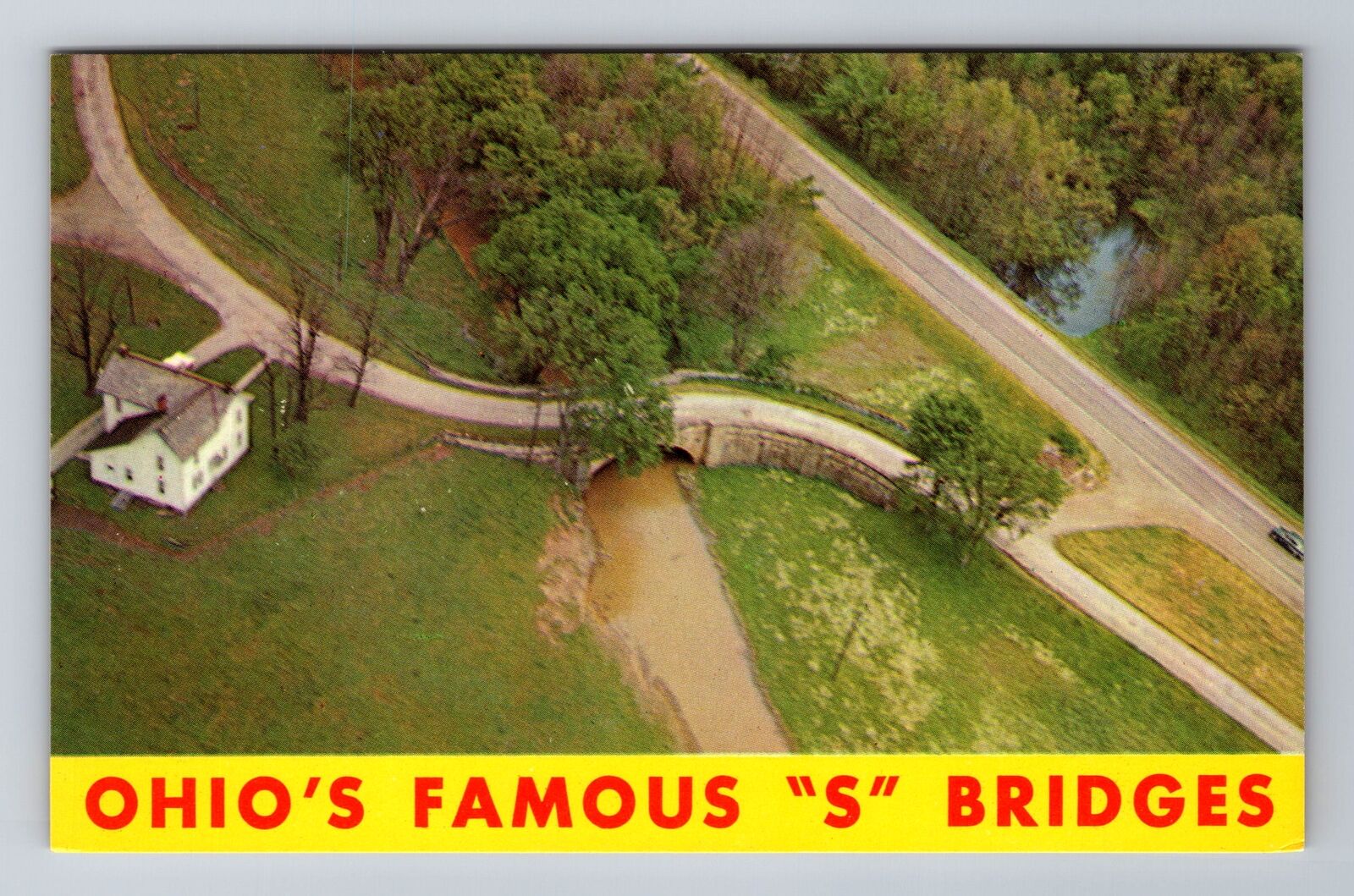 OH-Ohio, Aerial Of One Of The Peculiar S Bridges, Antique, Vintage Postcard