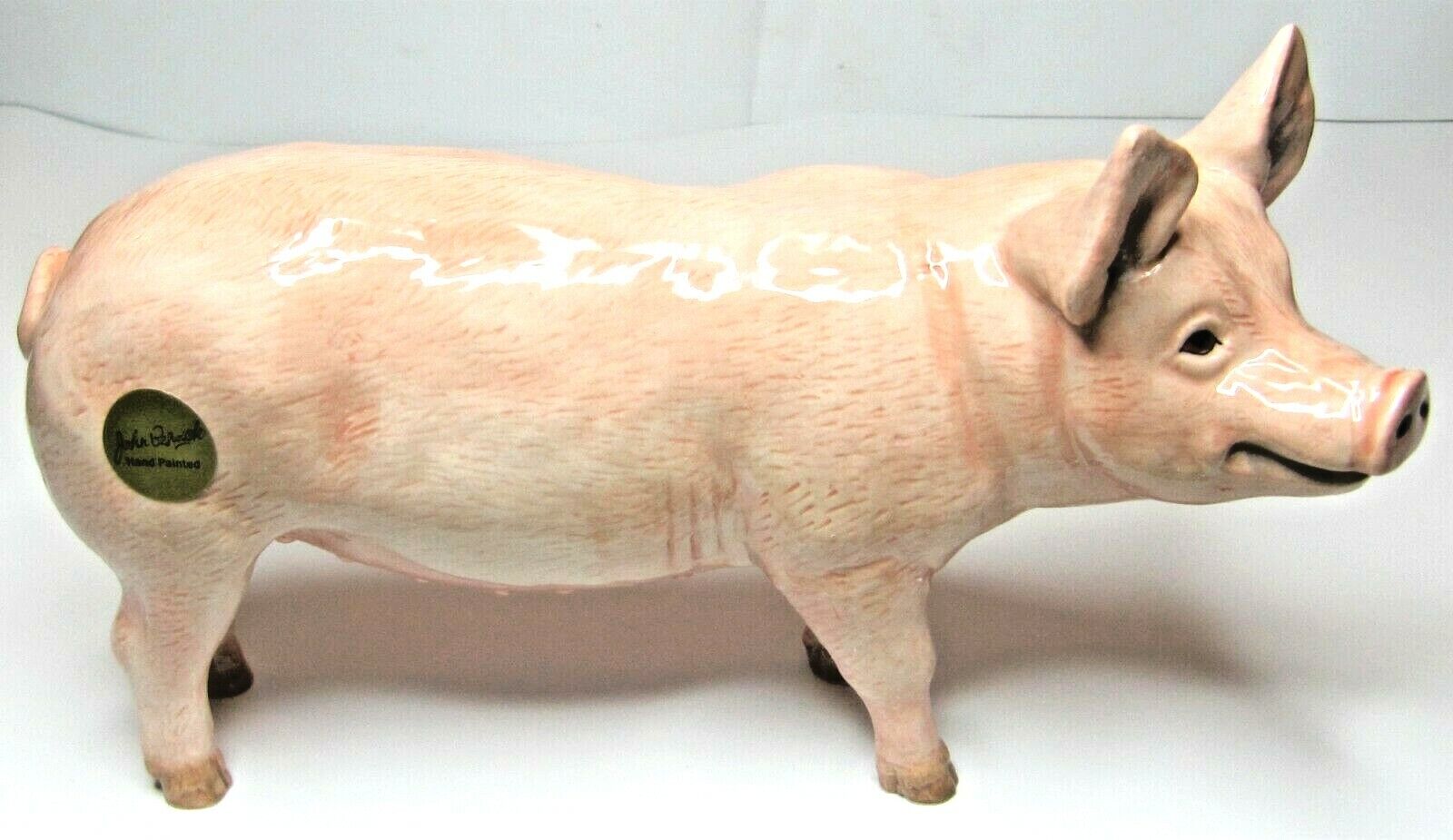 JOHN BESWICK Ceramic Animals July 2019 - WHITE PIG Standing