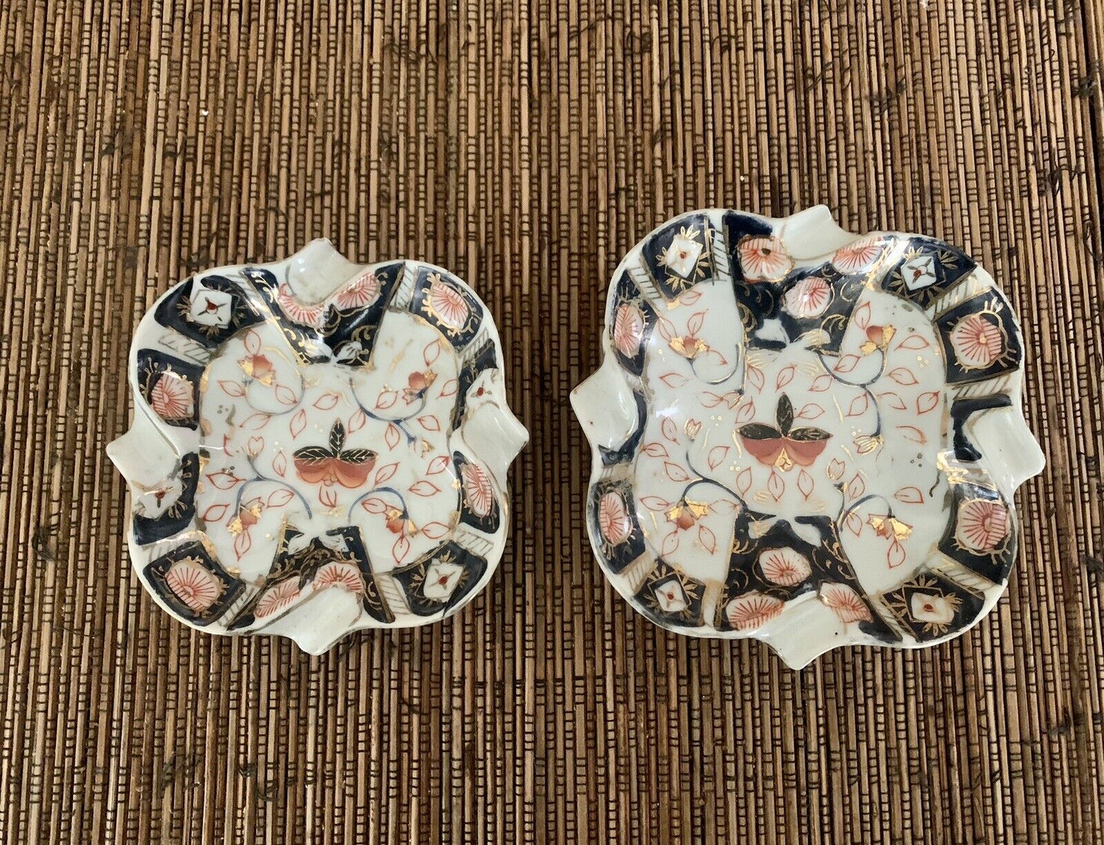 Nice set of 2 Rare HTF Vintage Handpainted Collectible Ashtrays