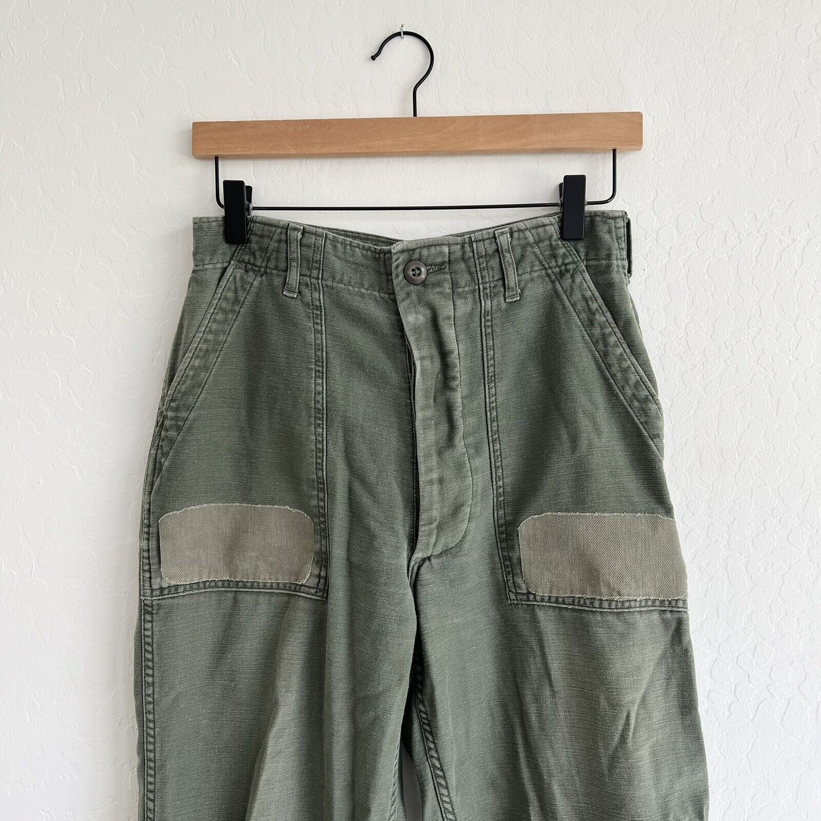Vintage OG-107 Sateen Utility Pants Size 27 x 26 Military Green Trousers Vietnam