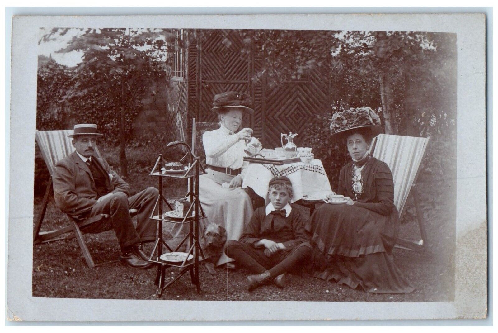 c1910's Tea Time Family Scene Doncaster England RPPC Photo Antique Postcard