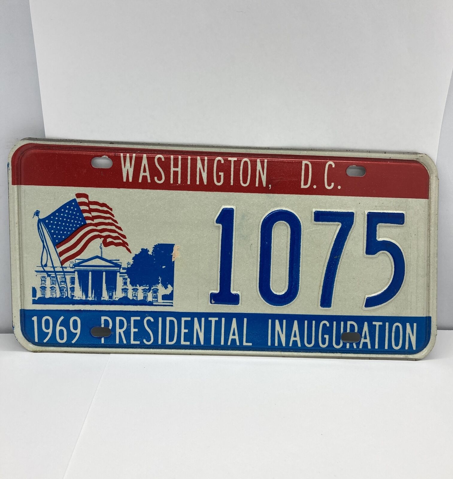 1969 Presidential Inauguration License Plate # 1075 Washington DC Rare (Nixon)