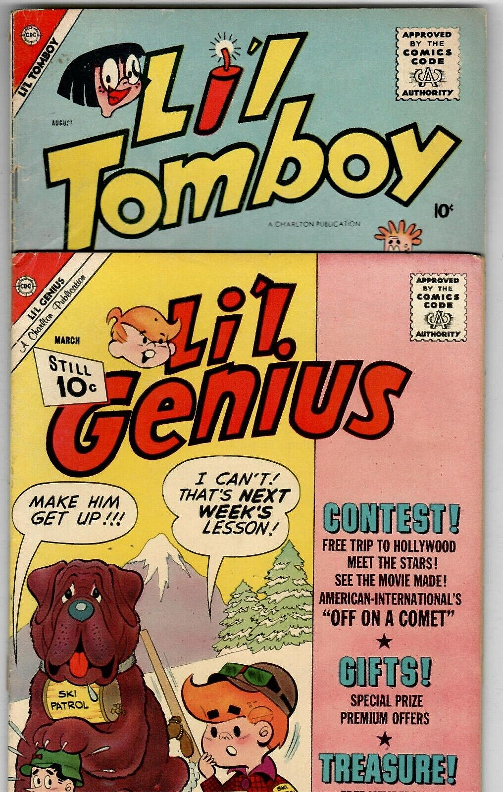 Li\'l. Genius # 3 (5.5) 3/1962 & Li\'l Tomboy # 100 (4.5) 8/1958 CDC 10c Silver