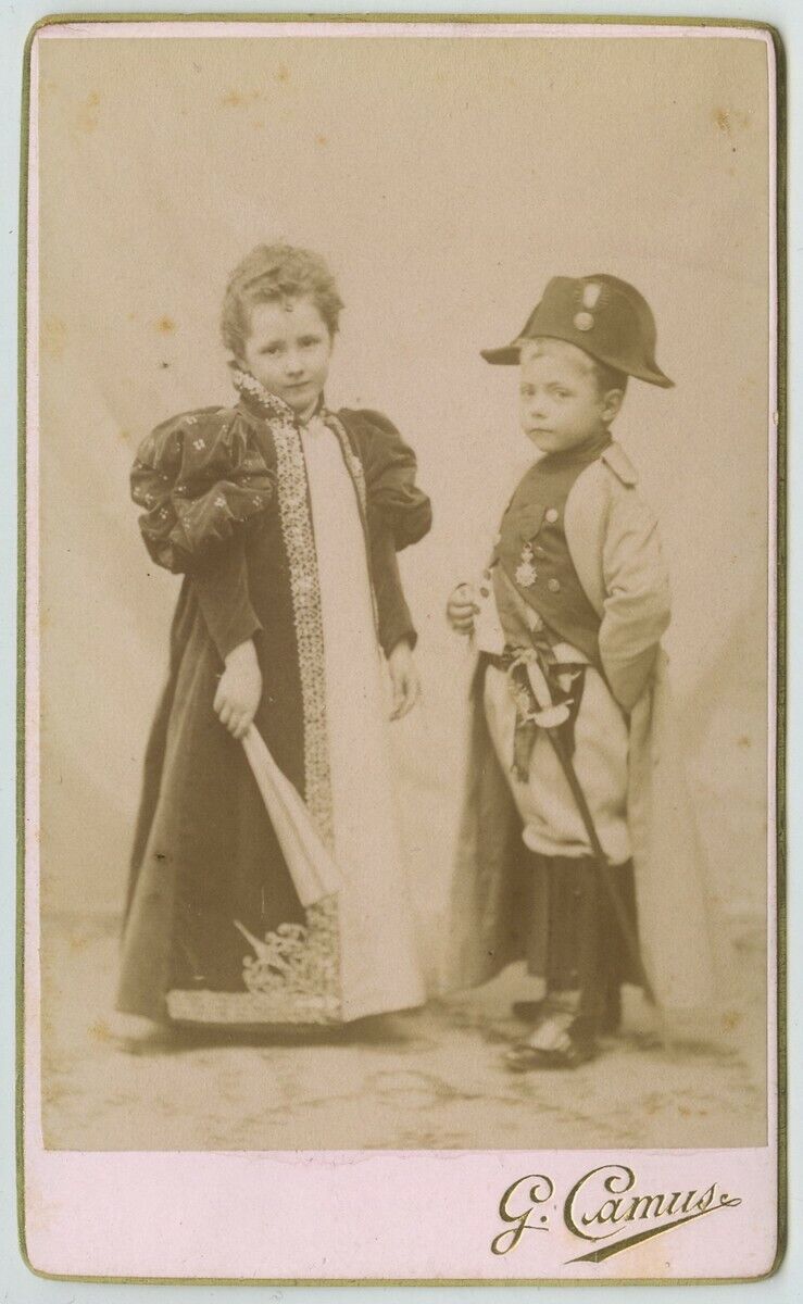 CDV circa 1890 G. Camus in Paris. Children. Boy disguised as Napoleon I.