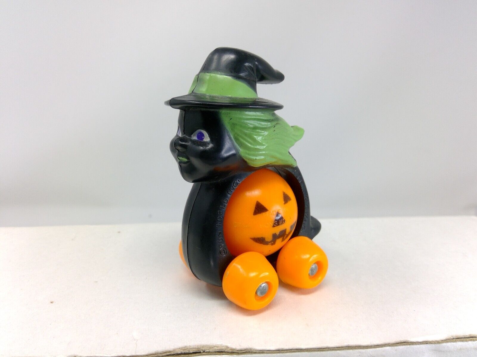 Vintage Fun World Plastic Halloween Witch Rolling Toy