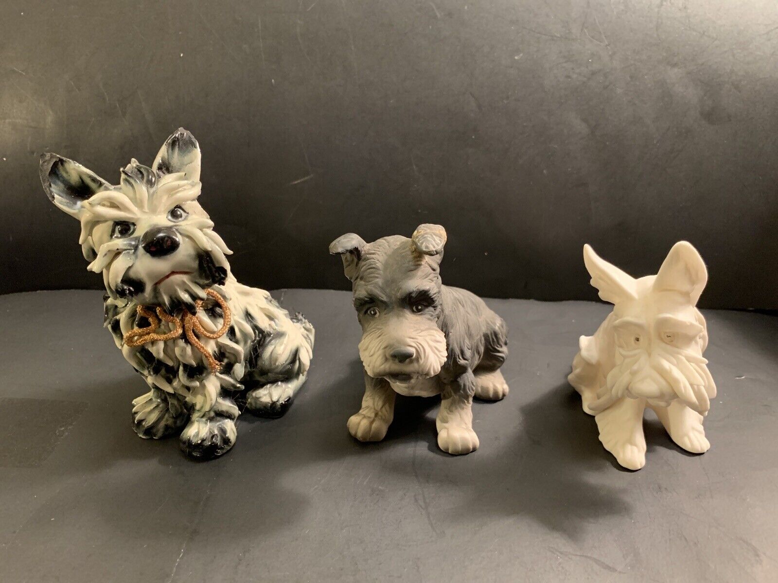 Schnauzer dog Unique Set Of 3 Different Colors & Sizes Figurines Italy Japan vTG