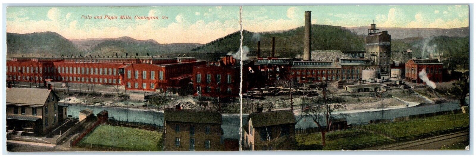 c1905 View Of Pulp And Paper Mills Covington Virginia VA Antique Postcard