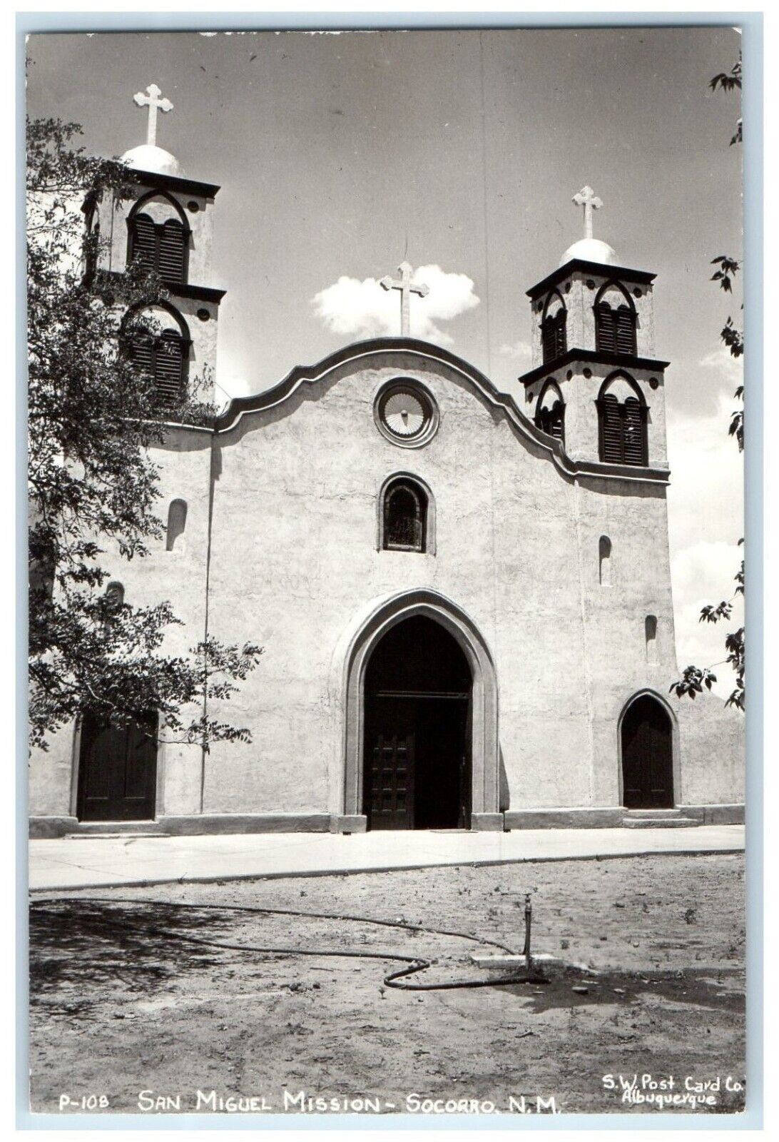c1940's San Miguel Mission Socorro New Mexico NM RPPC Photo Vintage Postcard