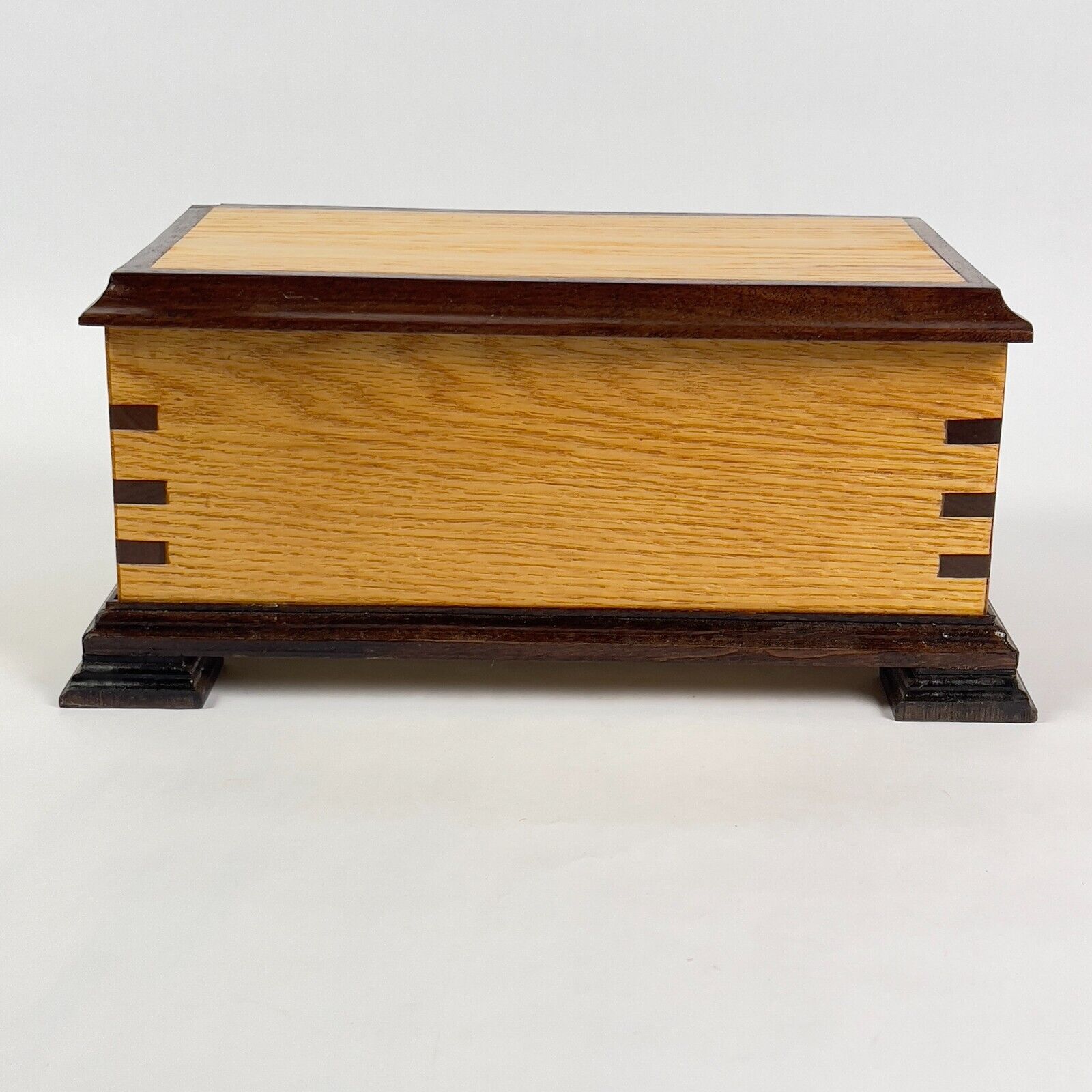 Hade Made Large Wooden 2 tone Trinket, Storage or Jewelry Box 14\