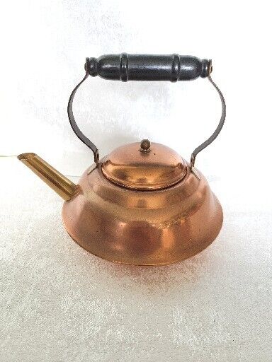 Vintage Coppercraft Guild Copper Teapot W/Brass Spout & Wooden Handle