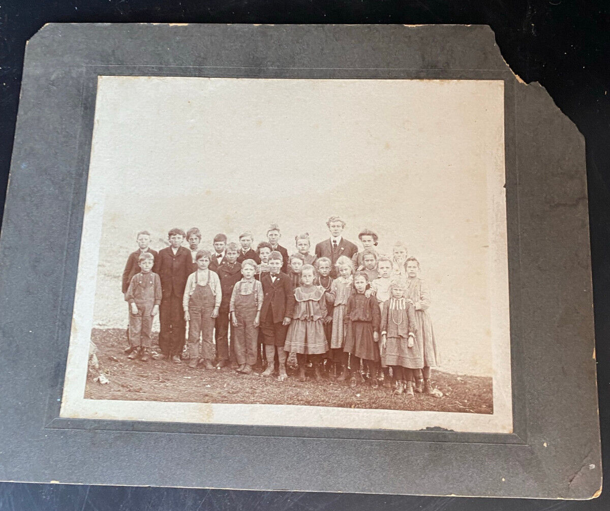 Antique 1900s Schoolhouse Photograph School Children Rural Country 8x10