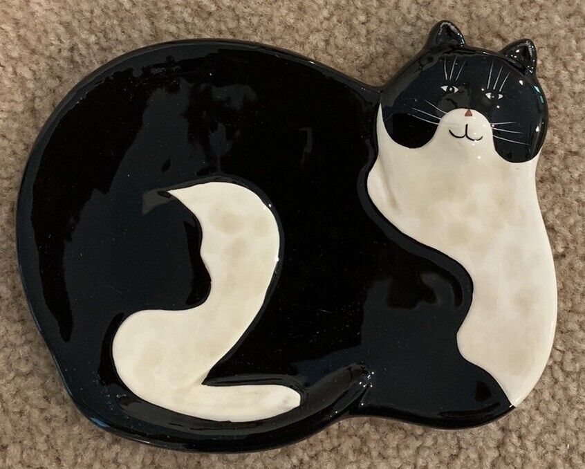 Warren Kimble Tuxedo Fat Cat Collection Ceramic Spoon Rest