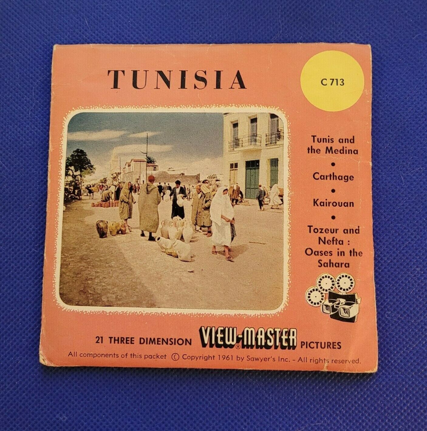 Rare Sawyer\'s Vintage C713 Tunisia North Africa view-master 3 Reels Packet Reel