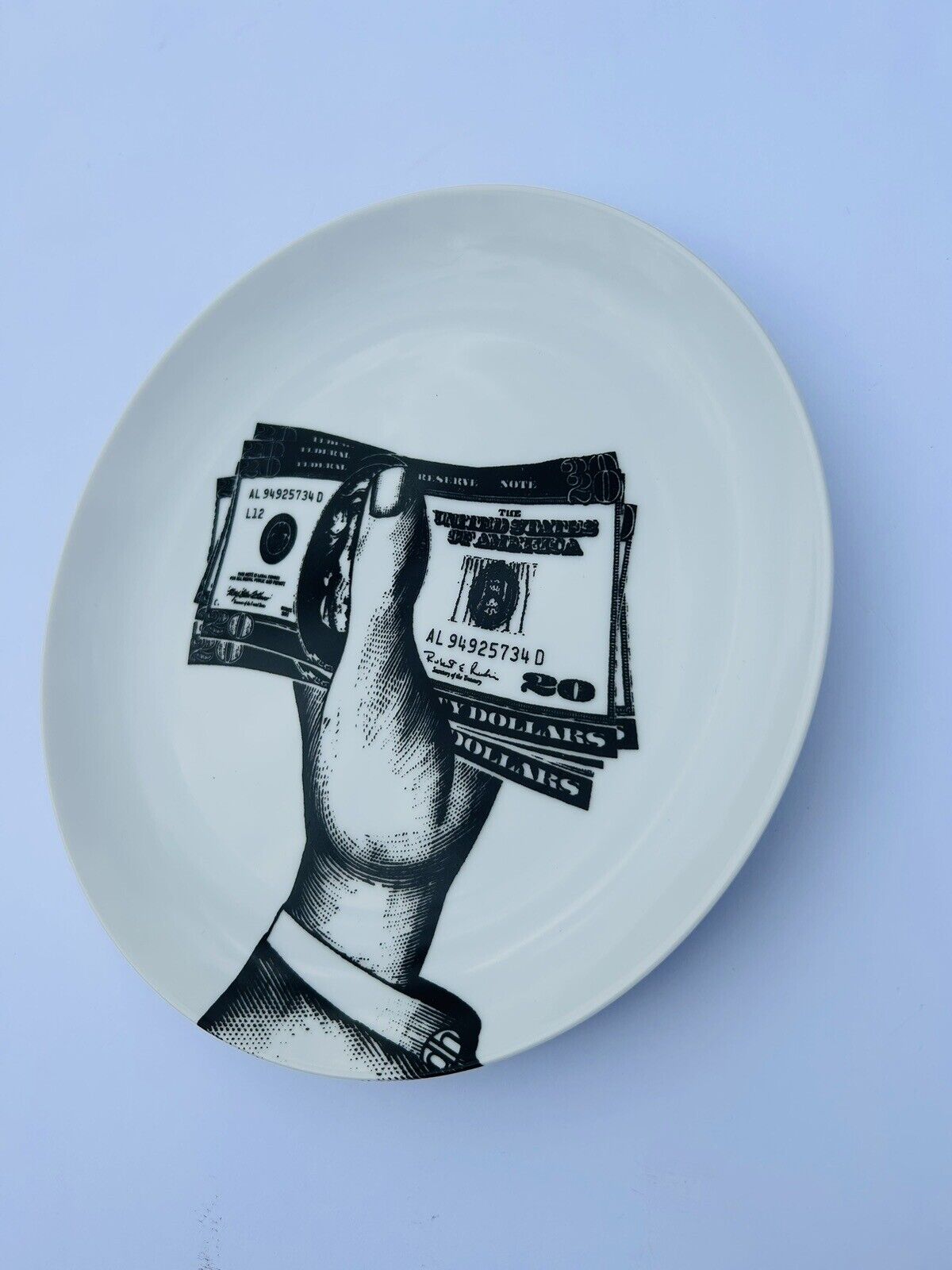 Rare DIMSON HOMMA Decorative Plate Hand Series Money White & Black 10.5”