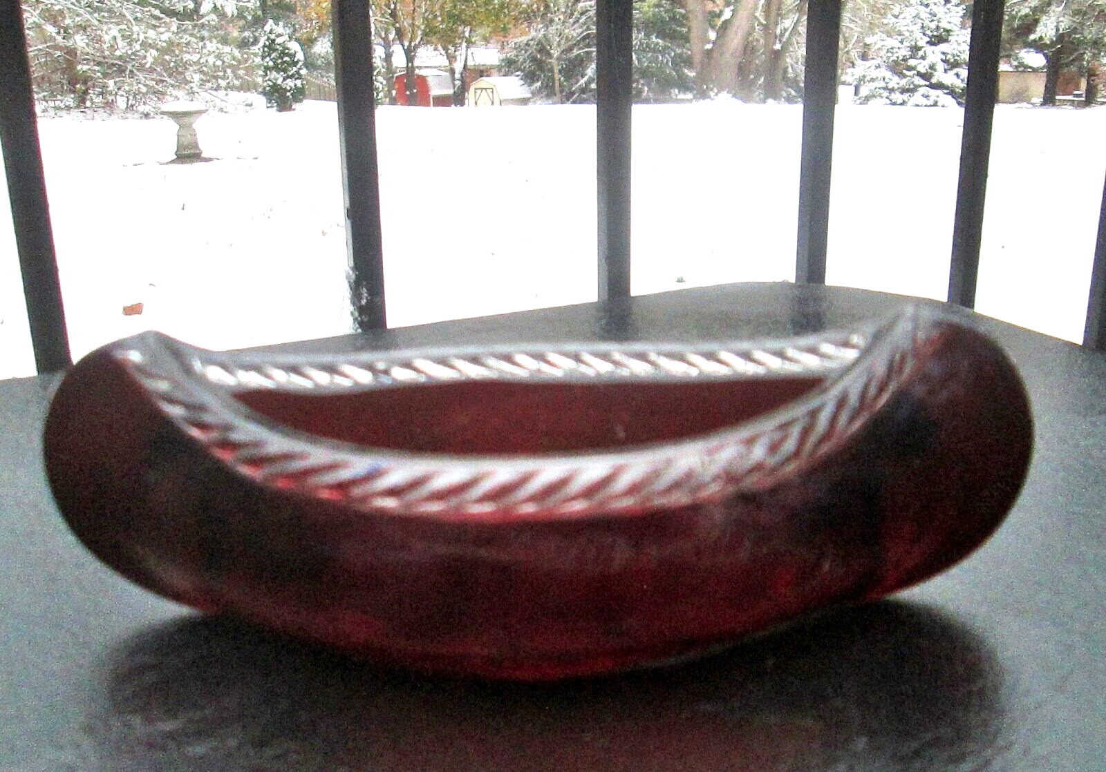 Antique Ruby Red Glass Canoe (not etched) 1900\'s US Co Novelty Glass  Figurine