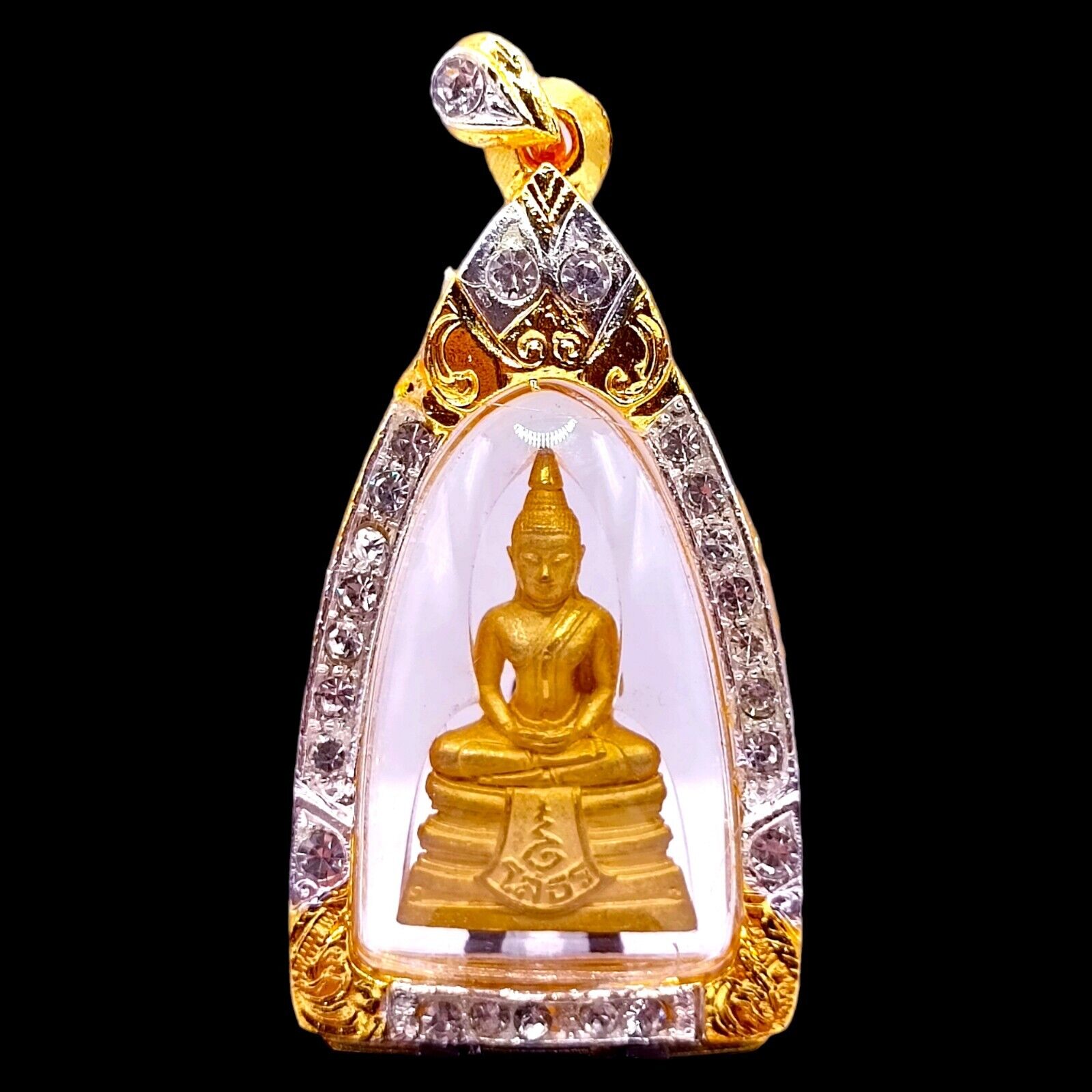 THAI BUDDHA PHRA AMULET LP SOTHORN WATERPROOF GOLD CASE PENDANT TALISMAN K442