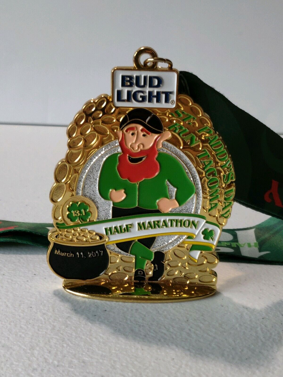 2017 Bud Light St. Paddy\'s Day Run Tacoma Marathon Medal