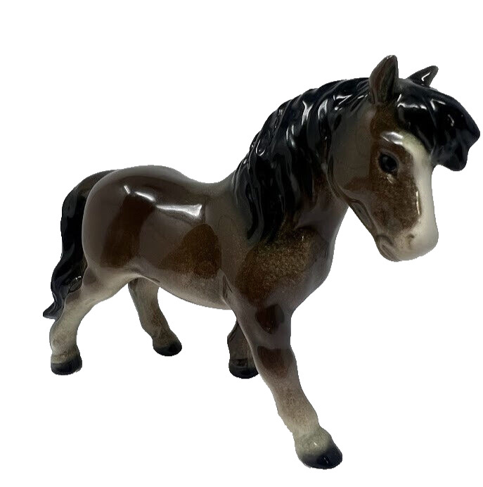 Vintage Goebel Porcelain Shetland Pony Horse Figurine Brown West Germany