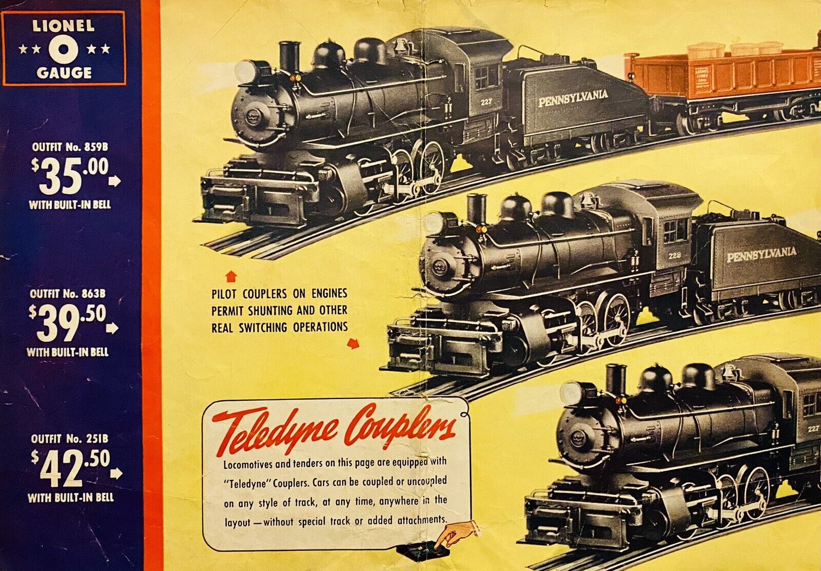 1942 Lionel O Gauge Model Railroad Print Ad Train Room Wall Art Christmas Gift