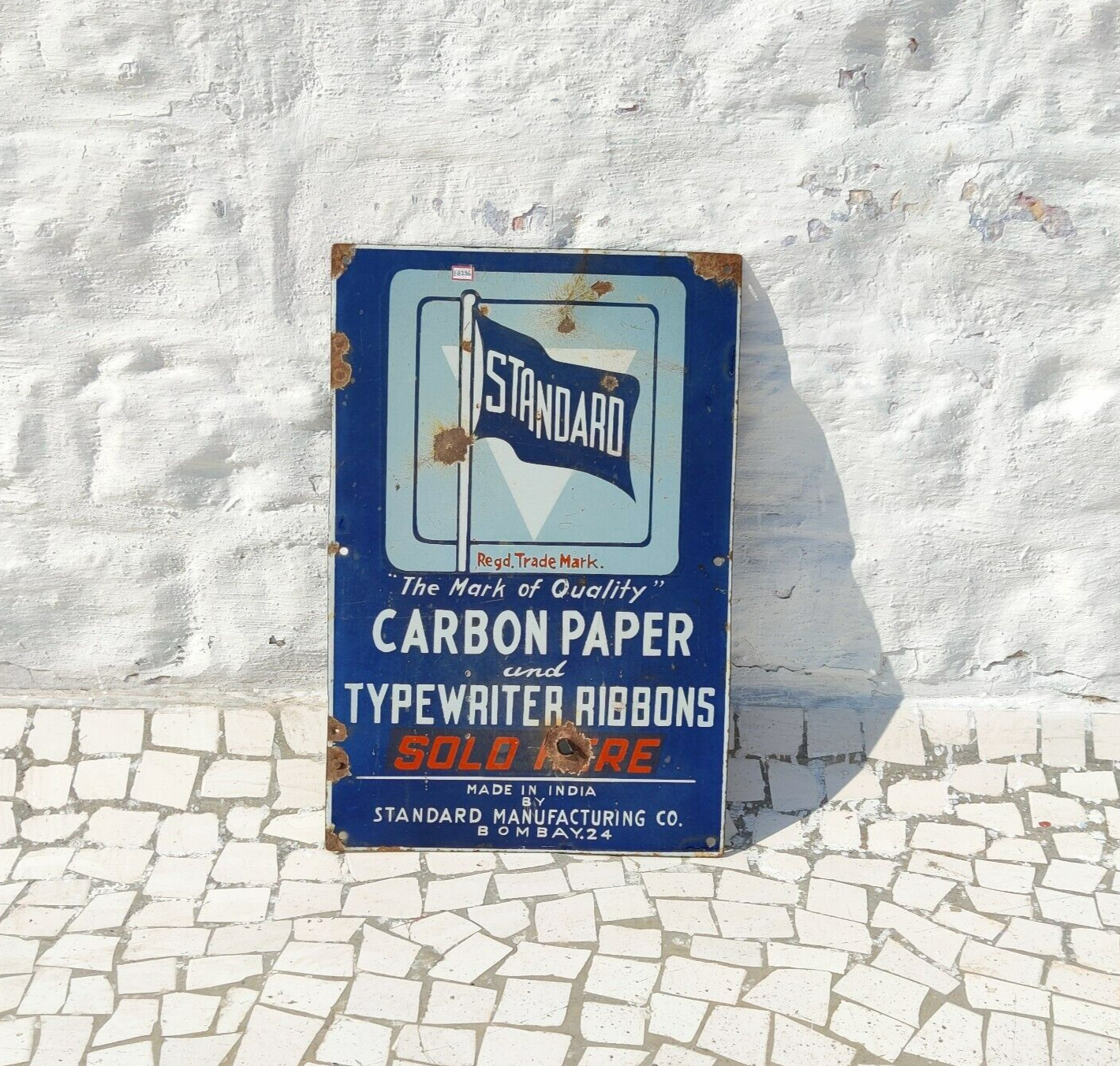Vintage Standard Carbon Paper Typewritter Ribbons Advertising Enamel Sign EB296