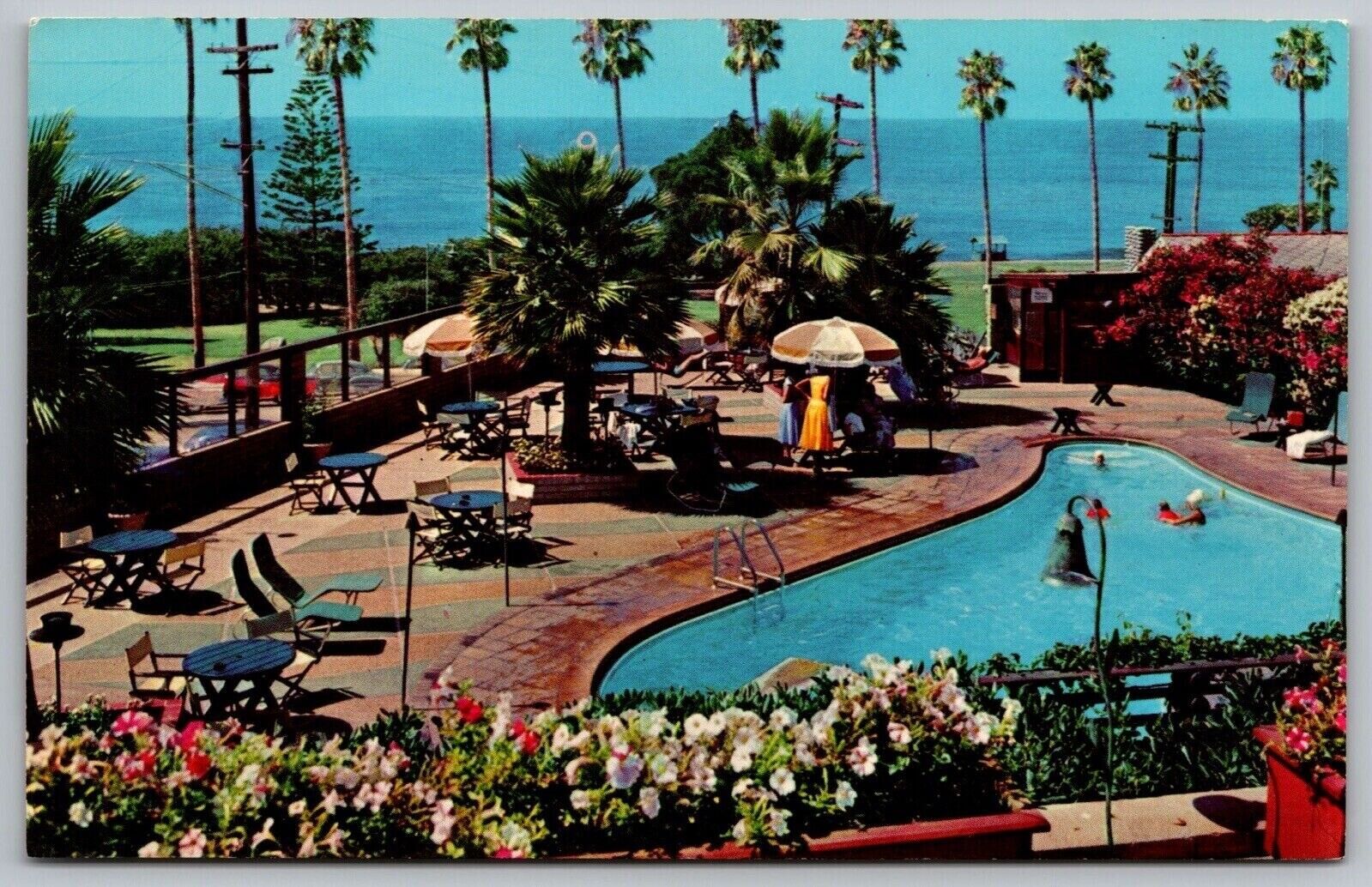 Oceanside Pool Park Pacific Ocean La Valencia Hotel La Jolla California Postcard
