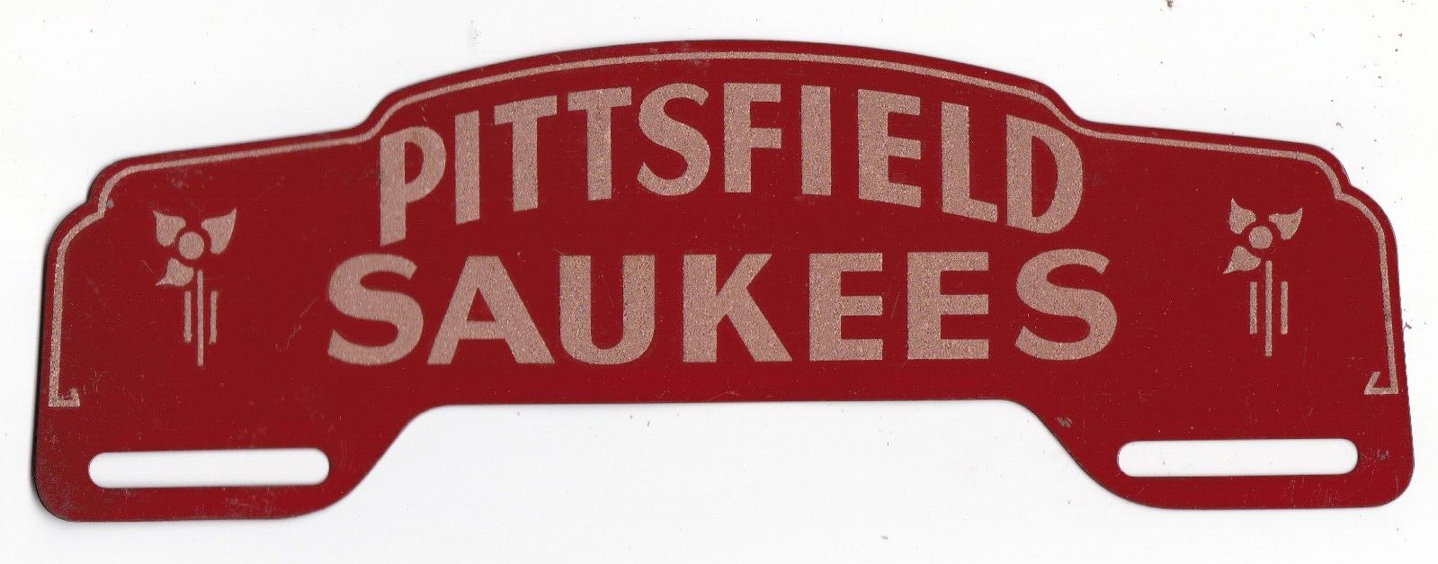 vintage license plate topper / Pittsfield Saukees / Illinois high school sports