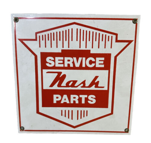 Vtg 1950’s Nash Service And Repair Sign Heavy Duty Metal 9” X 9”