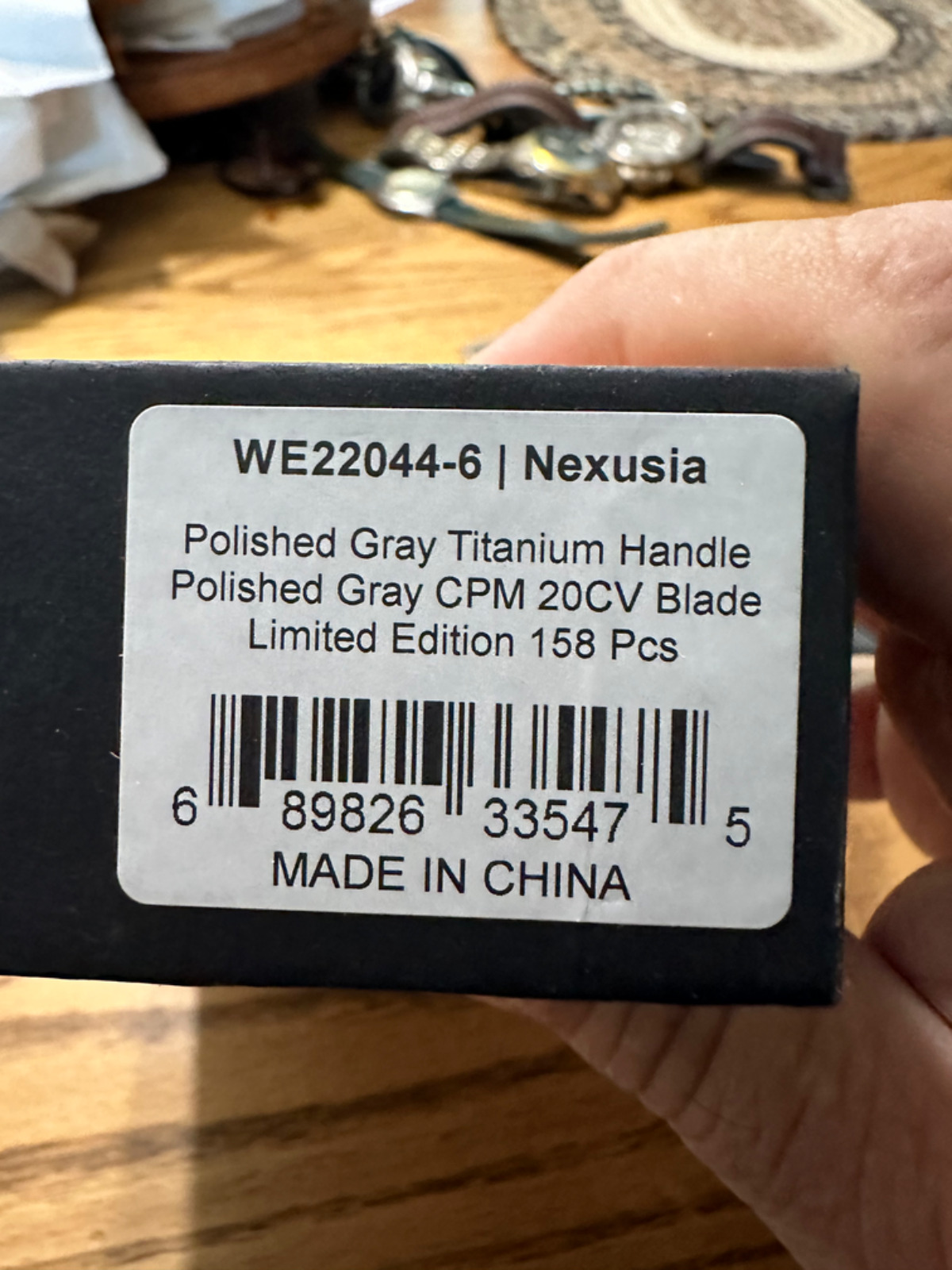 WE Knife Nexusia WE22044-6 Polished Gray Titanium CPM 20CV #63/158 Limited LNIB