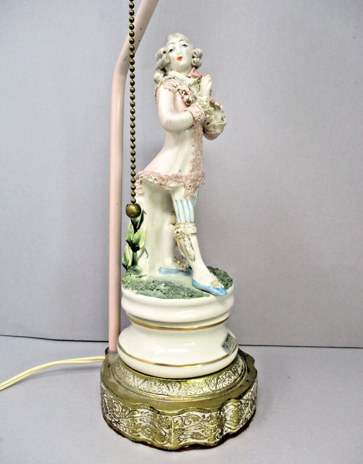 Vintage Cordey Lamp French Victorian Man Figurine Figural 16in Table Boudoir