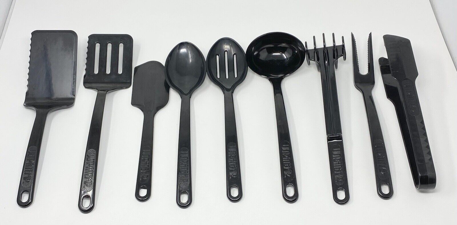 Vintage Ultratemp Robinson Knife Co. Set Of 9 Black Spatulas Spoon Ladle Masher