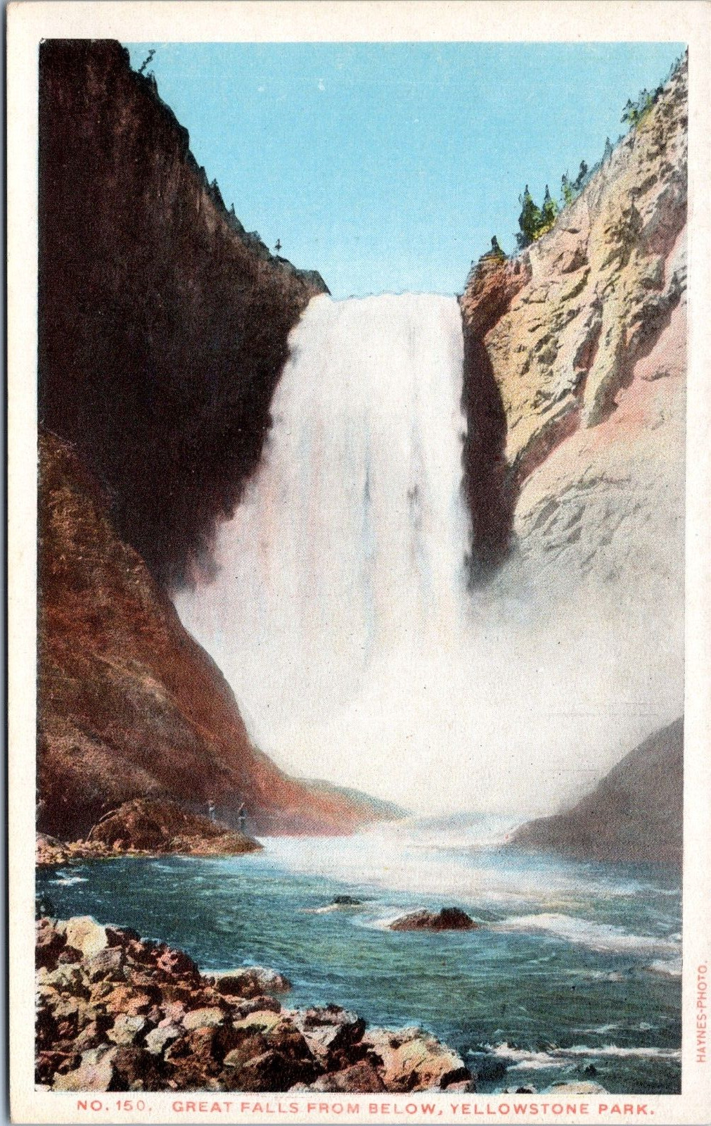 Great Falls- Yellowstone Park, Wyoming- Haynes Postcard 150- 100 Series