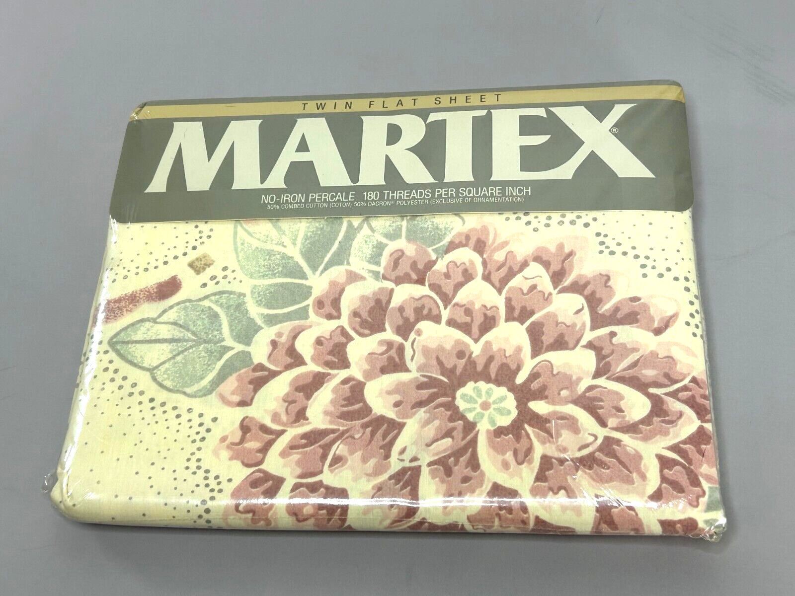 Vintage Martex Twin Flat Sheet East Wind No Iron Percale Floral 90's Farmhouse