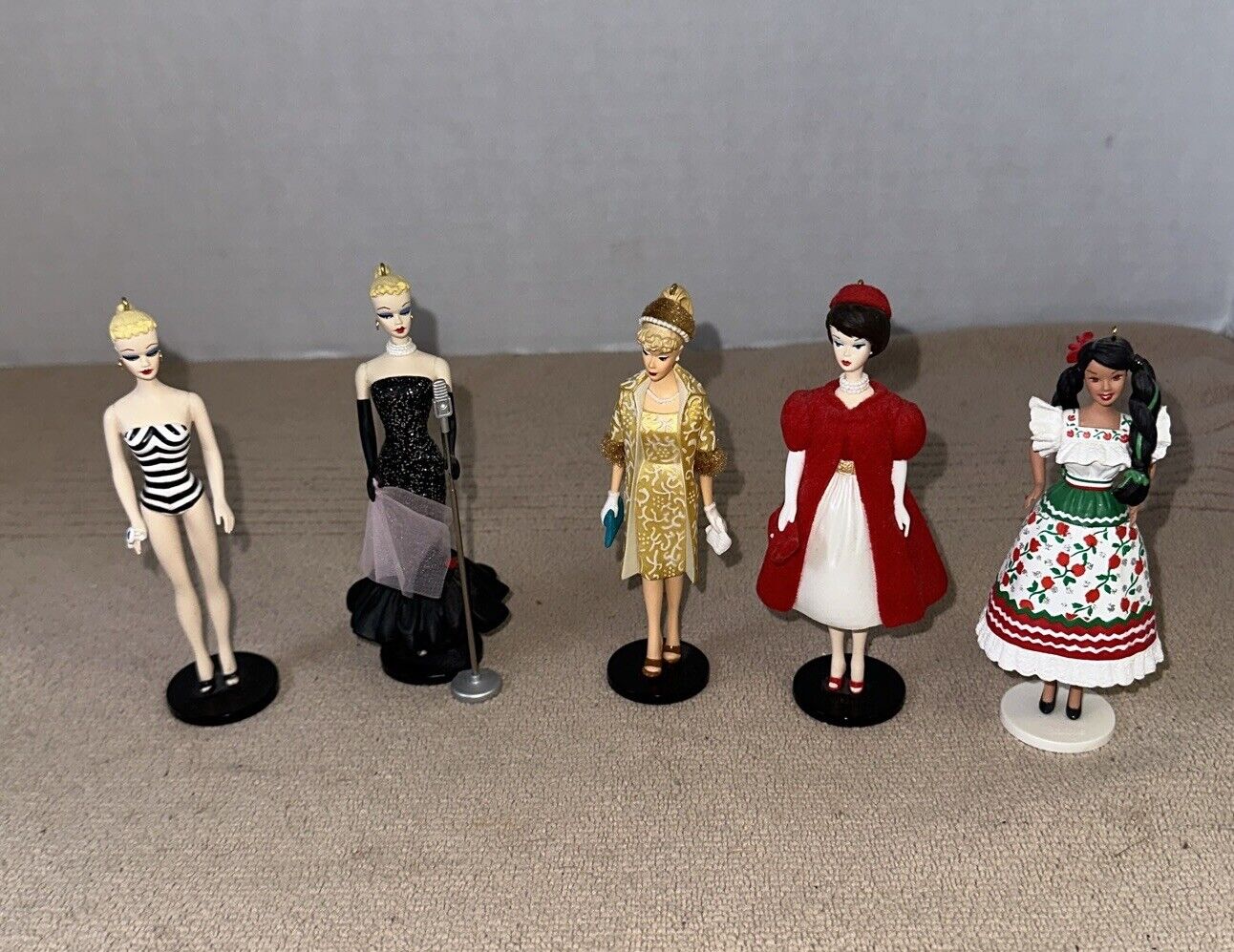 Barbie Lot of 5 Hallmark Vintage Ornaments - No Boxes 94,95,96,98,2006