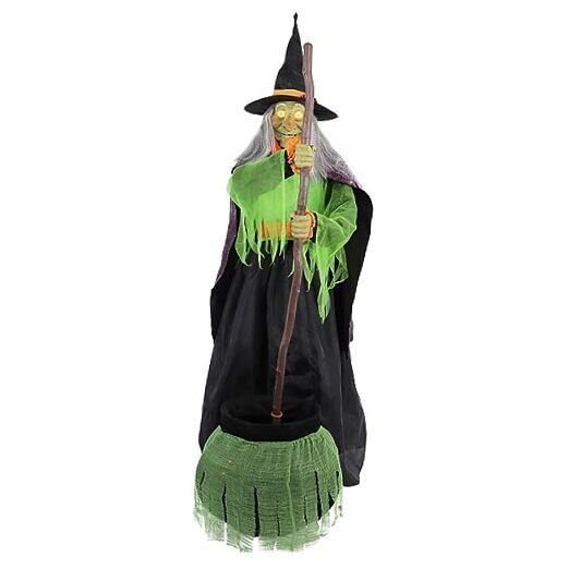 Motion-Activated 6-Ft. Tall Cauldron Witch, Plug-in 72\