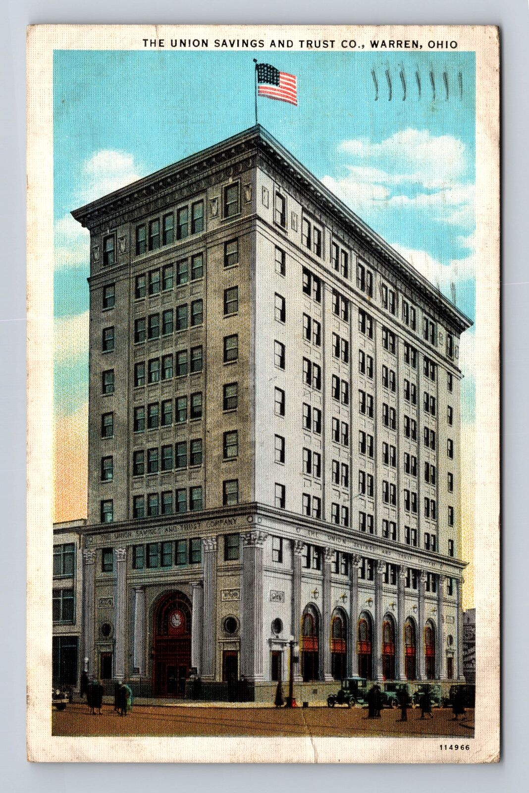 Warren OH-Ohio, Union Savings & Trust Company Building, Vintage c1935 Postcard