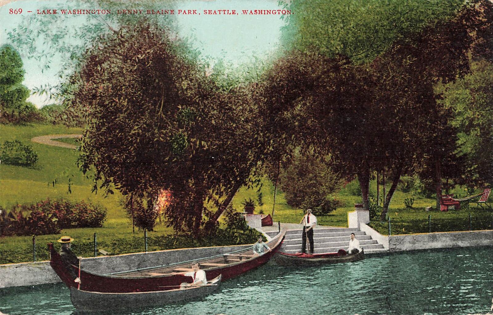 Vintage Postcard Lake Washington, Denny Blaine Park, Seattle, Washington 1908