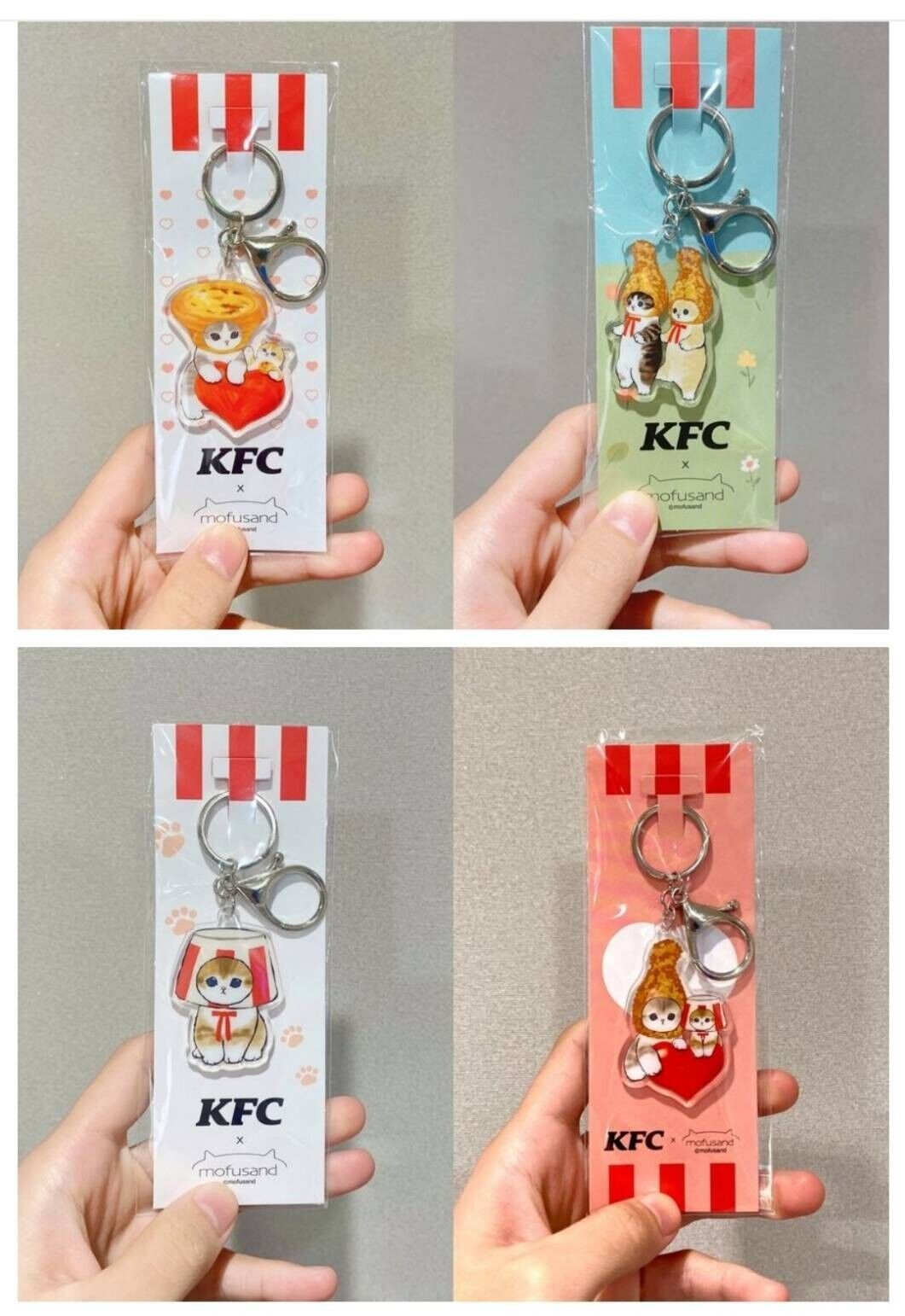 Mofusand X KFC Taiwan set of 4 characters Acrylic Keyring (official Merch)
