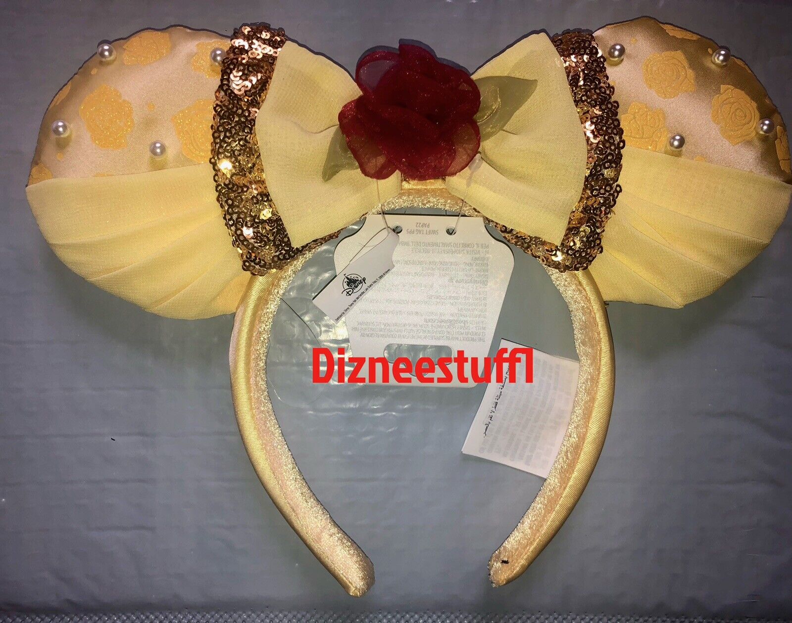Disney Belle Minnie Mouse Ears Bow Beauty & the Beast Headband Authentic