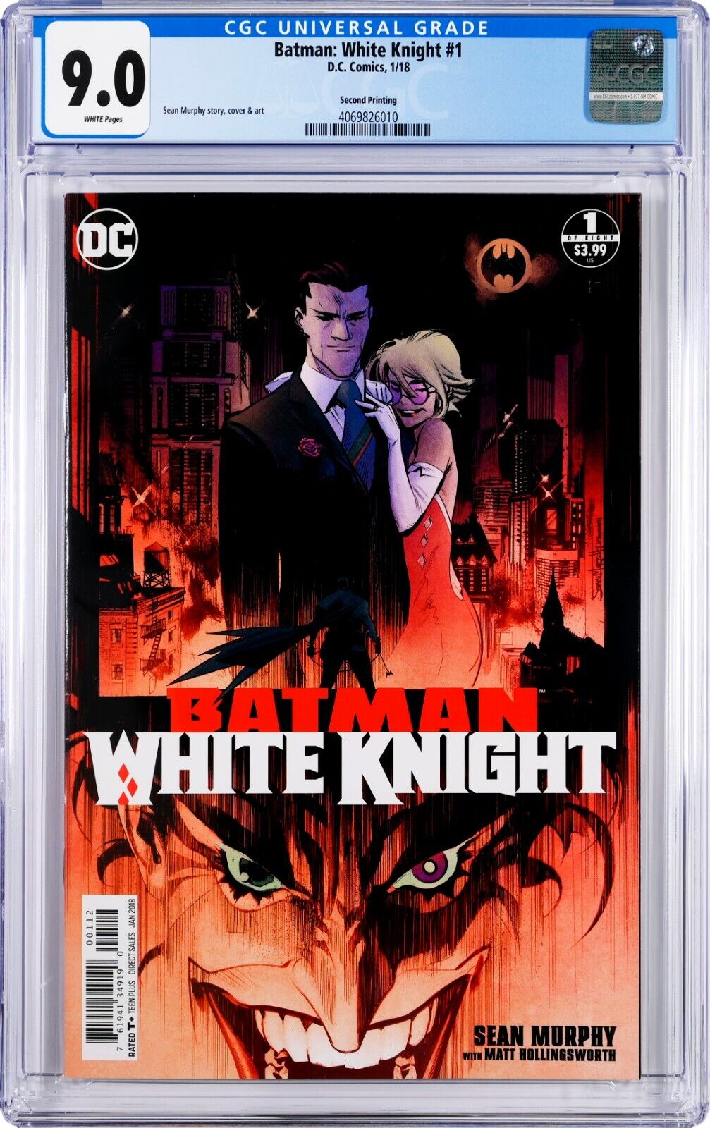 Batman: White Knight #1 CGC 9.0 (Jan 2018, DC) Sean Murphy, 2nd Printing, Joker