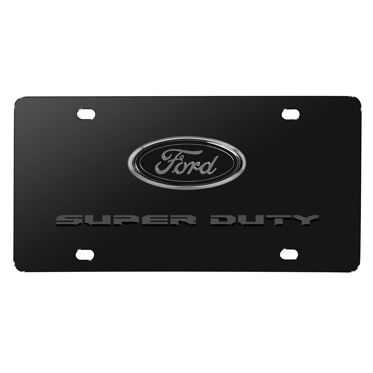 Ford Super-Duty 3D Dark Gray Logo on Black Stainless Steel License Plate