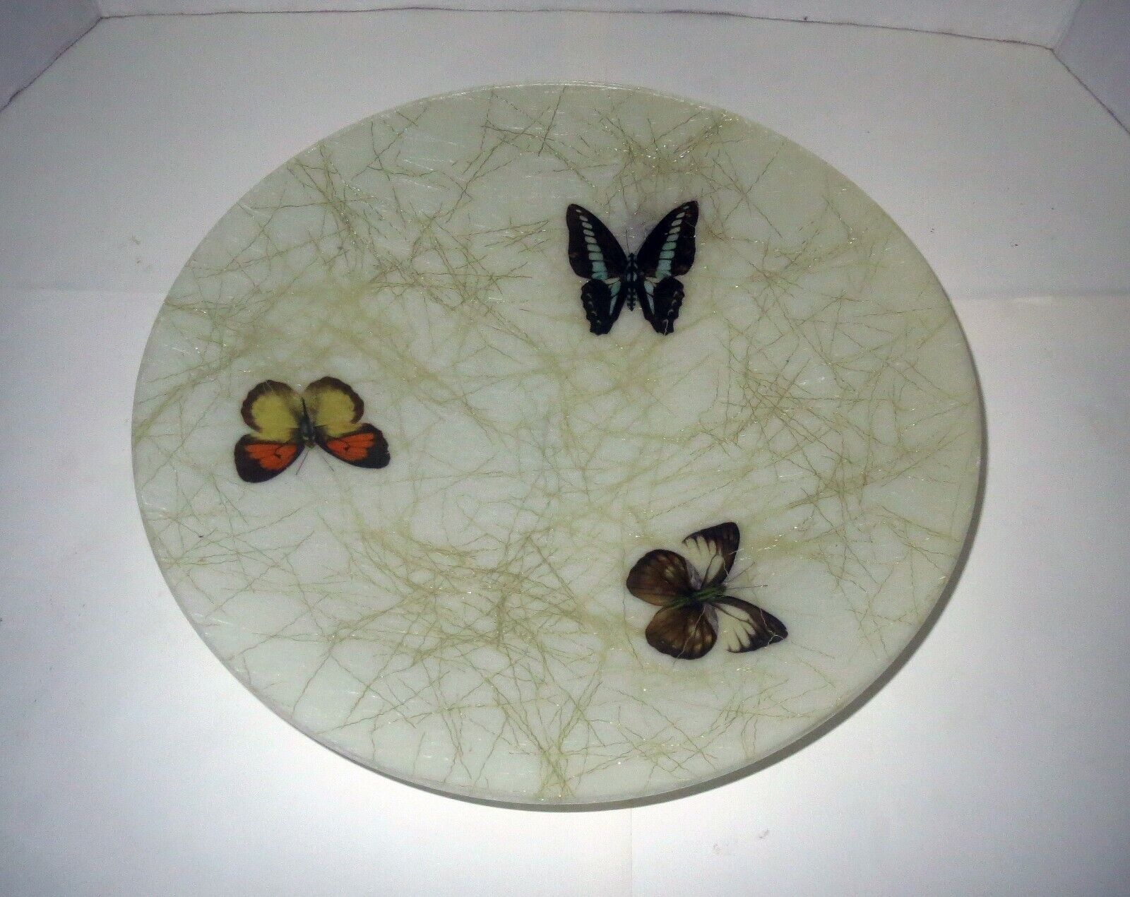 Mid Century Abstract SPAGHETTI LUCITE BOWL  - BUTTERFLY GARDEN