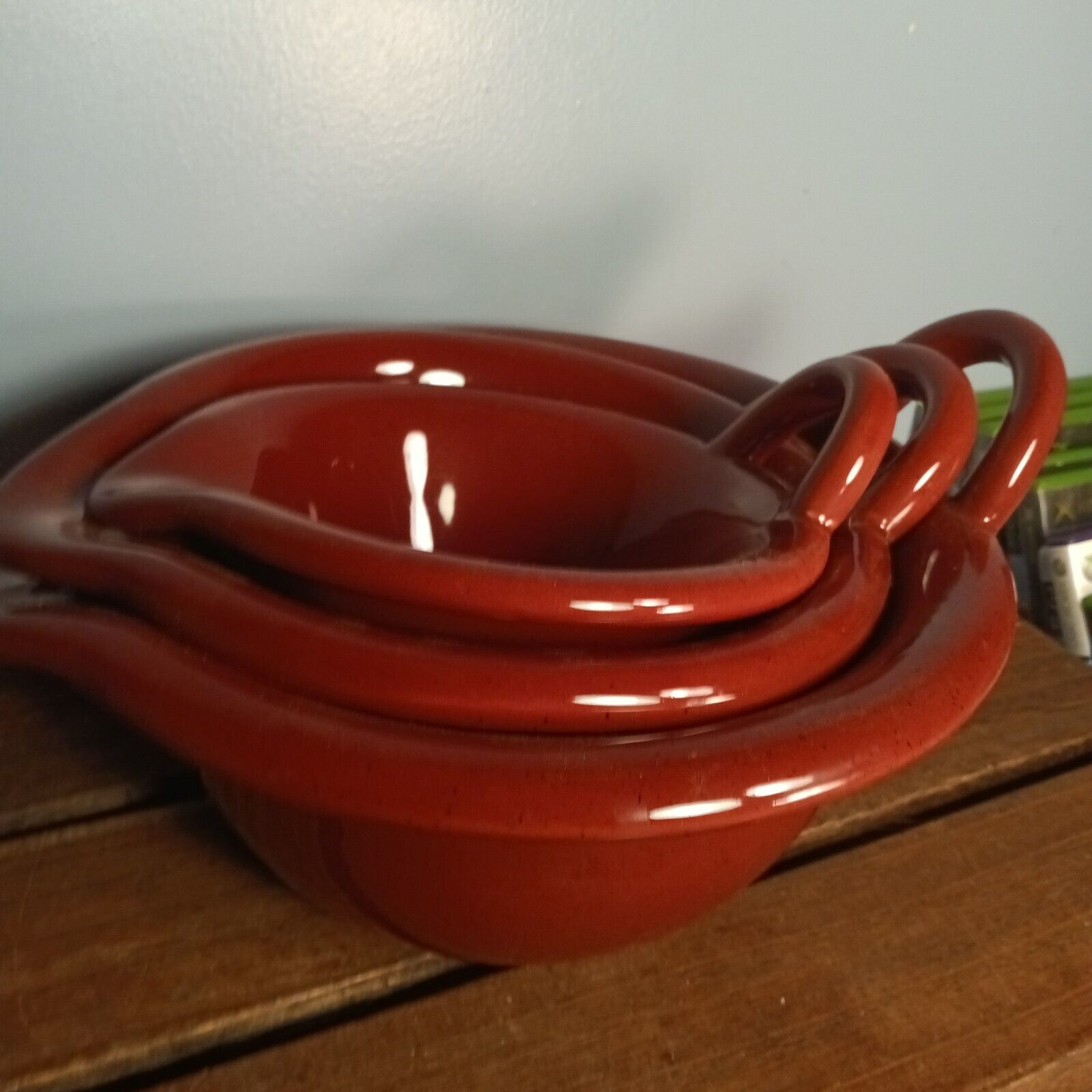 Vintage Ceramic Nesting Mixing Bowls, Handles & Spouts, Set of 3
