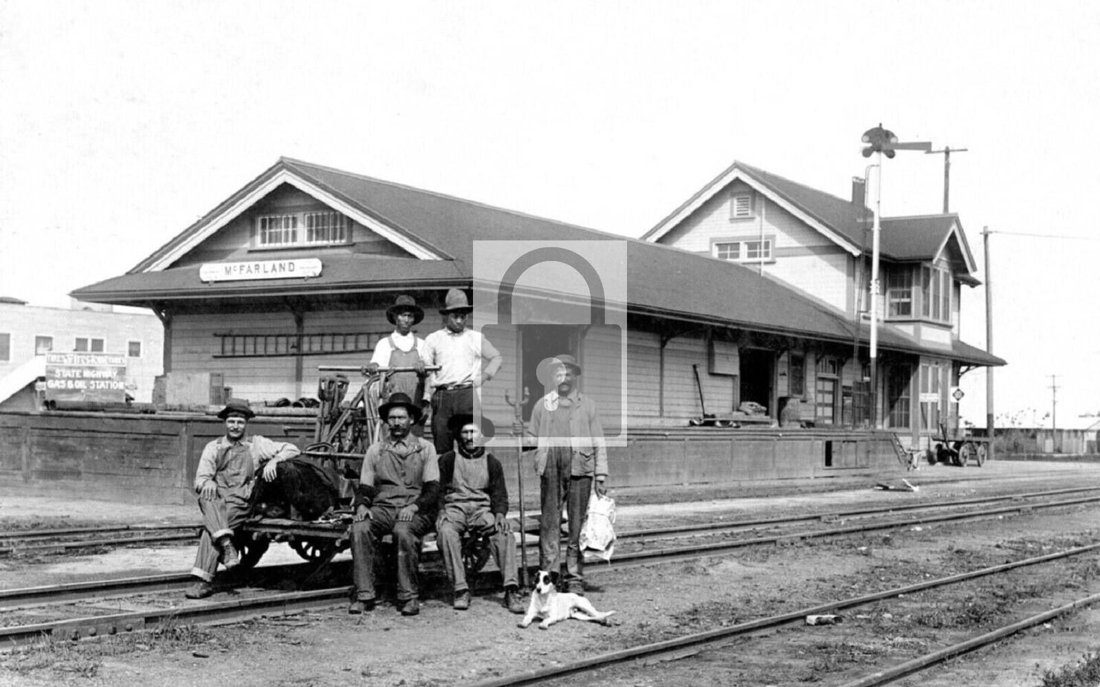McFarland California CA Railroad Train Station Depot Handcar Reprint Postcard