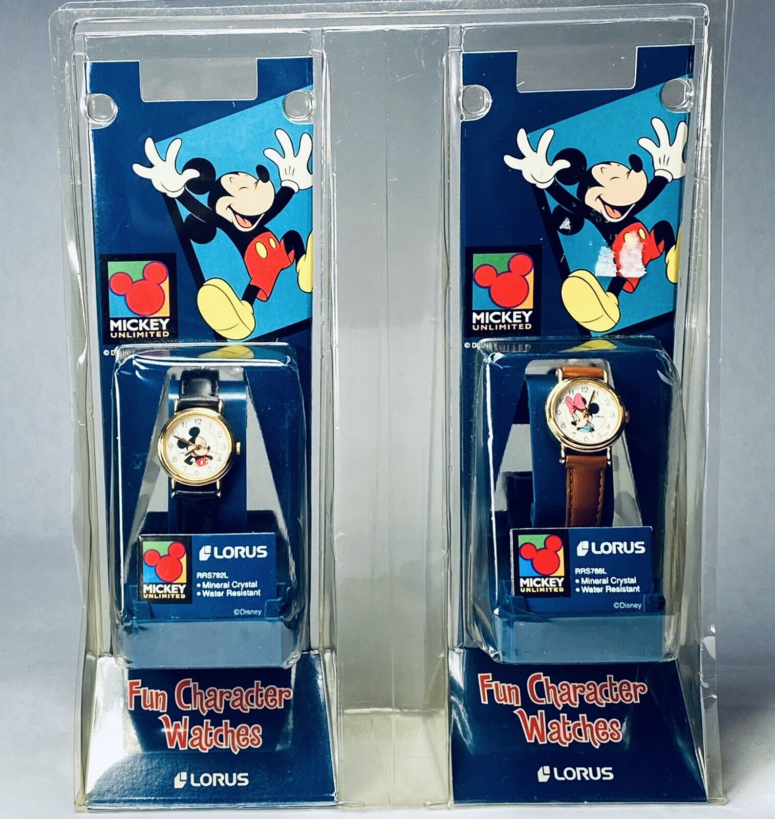 Set of 2 Vintage Lorus Disney Character Timepieces ~ Mickey Mouse ~ NIB