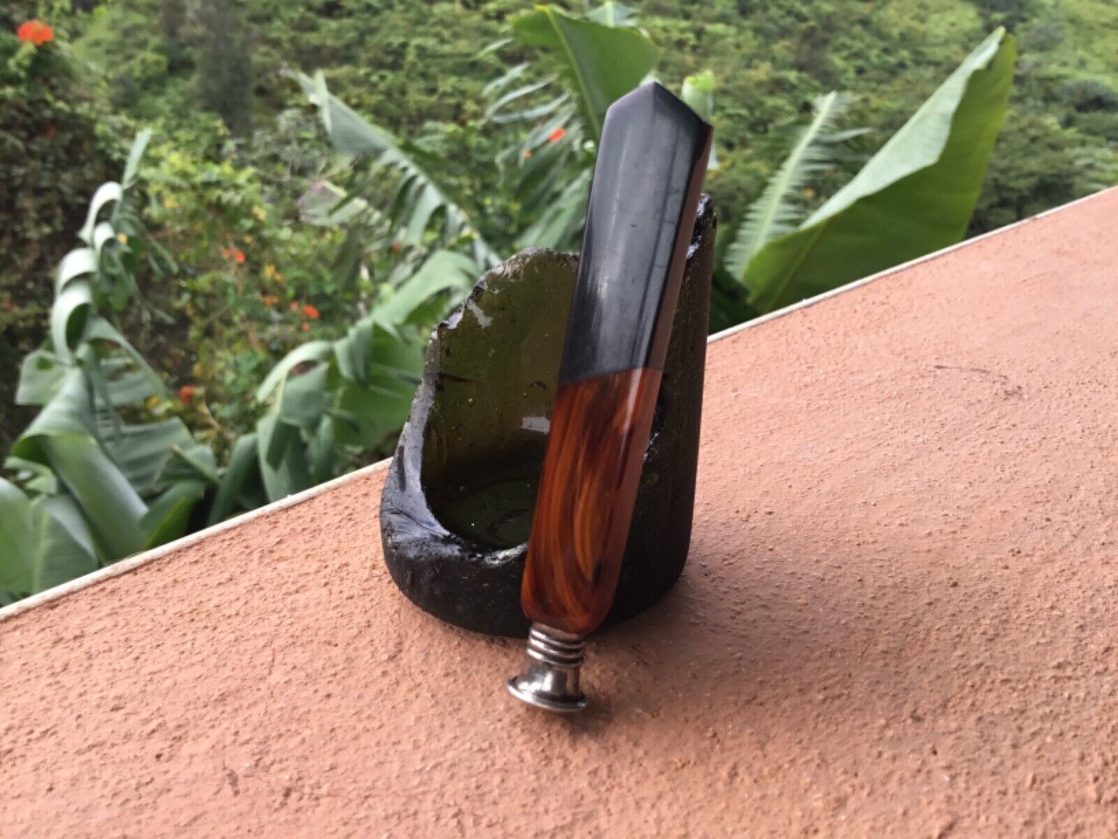 Mid Century Two Tone Bakelite And Lucite Custom Tobacco Pipe Tamper 